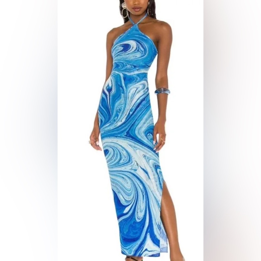 Farai London Sarai Dress in ocean blue print